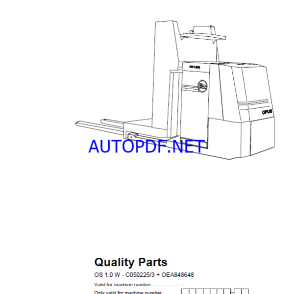 BT OS 1.0 W - C050225-3 + OEA848648 Order Picker Quality Parts Manual