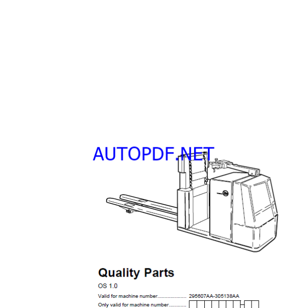 BT OS 1.0 Order Picker Quality Parts Manual