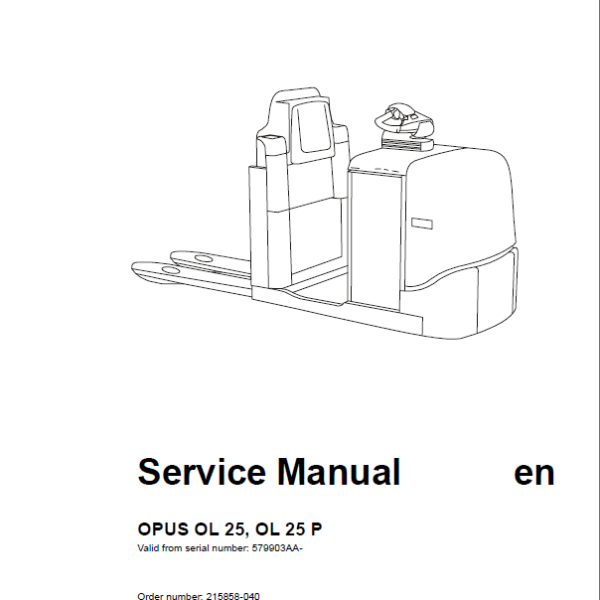 BT Opus OL25, OL25P Electric Pallet Truck Master Service Manual