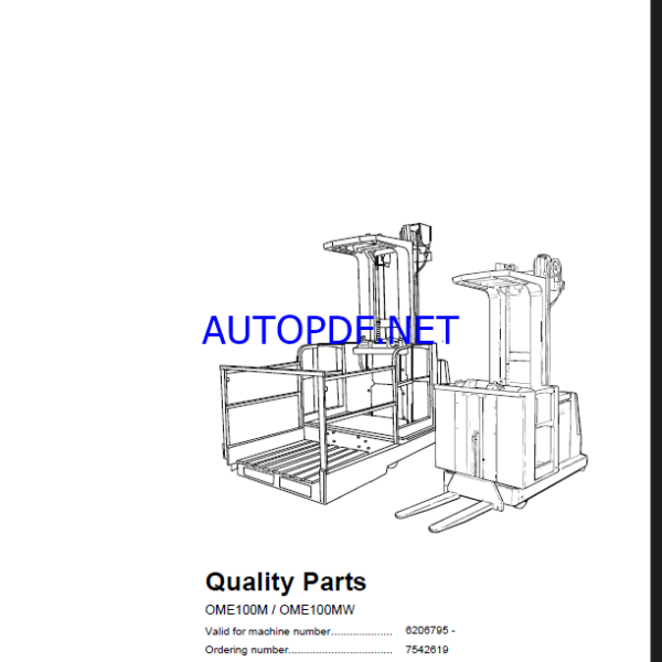 BT OME100M, OME100MW Order Picker Quality Parts Manual