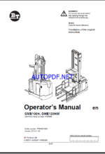 BT OME100H, OME120HW Order Picker Operators Manual