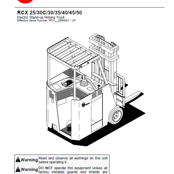 BT RCX25, RCX30C, RCX30, RCX35, RCX40, RCX45, RCX50 Reach Truck Quality Parts Manual