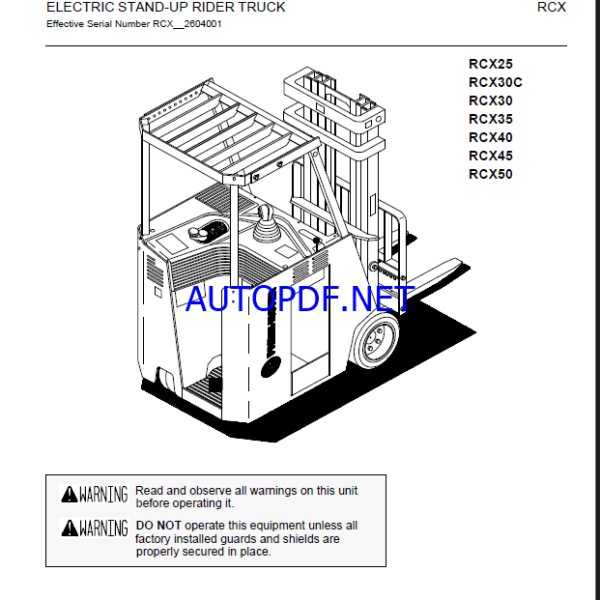 BT RCX25, RCX30, RCX30C, RCX35, RCX40, RCX45, RCX50 Reach Truck Quality Parts Manual