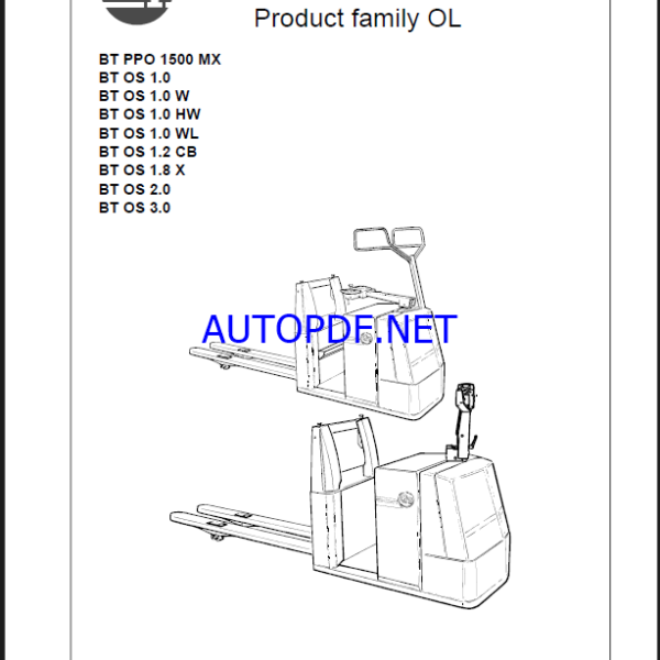 BT PPO 1500 MX, OS 1.0, OS 1.0 W, OS 1.0 HW, OS 1.0 WL, OS 1.2 CB, OS 1.8 X, OS 2.0, OS 3.0 Electric Order Picker Master Service Manual