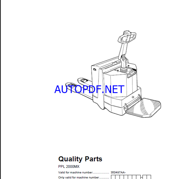 BT PPL 2000MX Pedestrian Stacker Quality Parts Manual