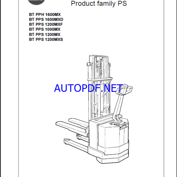 BT PPH 1600MX, PPS 1600MXD, PPS 1200MXF, PPS 1000MX, PPS 1200MX, PPS 1200MXS Electric Stacker Master Service Manual