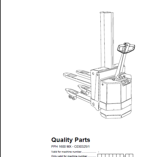 BT PPH 1600 MX - C030325-1 Pedestrian Stacker Quality Parts Manual