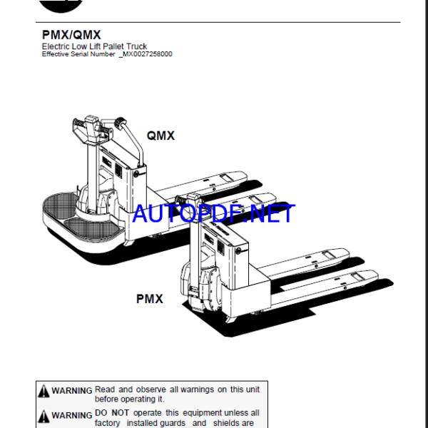 BT PMX, QMX Reach Truck Master Service Manual