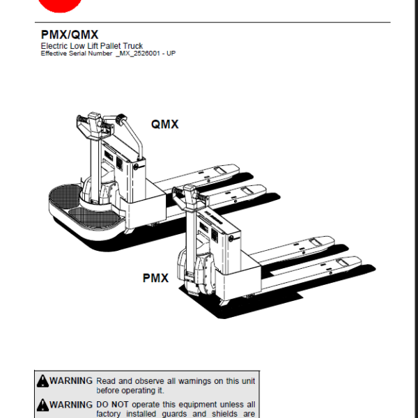 BT PMX, QMX Electric Pallet Truck Quality Parts Manual