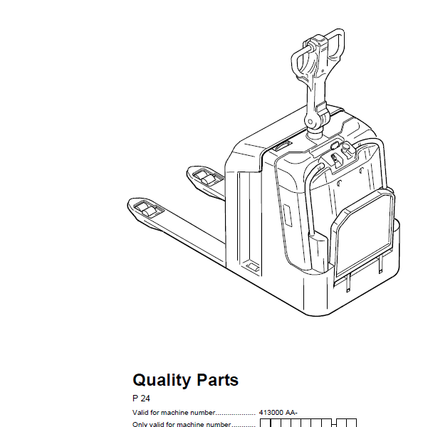 BT P24 Electric Pallet Truck Quality Parts Manual