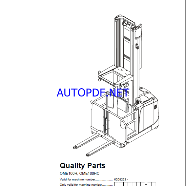 BT OME100H, OME100HC Order Picker Quality Parts Manual