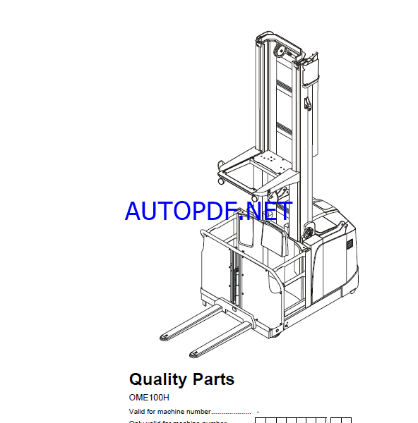 BT OME100H Order Picker Quality Parts Manual