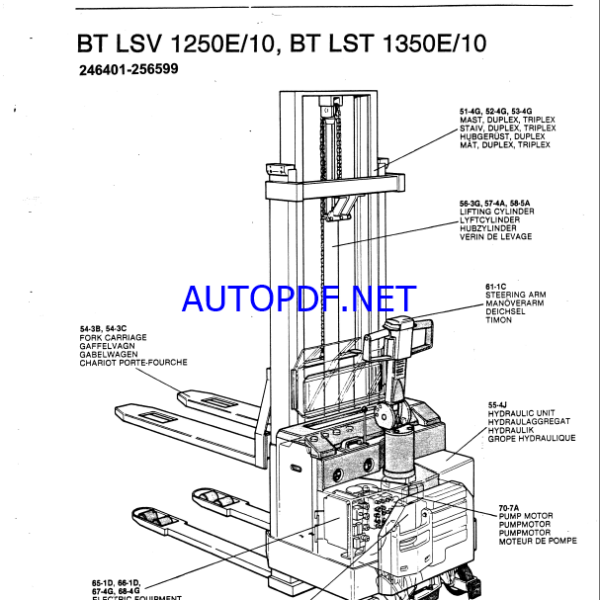 BT LSV1250E-10, LST1350E-10 Electric Stacker Quality Parts Manual