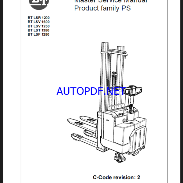 BT LSR1200, LSV1600, LSV1250, LST1350, LSF1250 Electric Stacker Master Service Manual