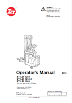 BT LSF1250, LSF1250-8, LSF1600 Pedestrian Stacker Operators Manual