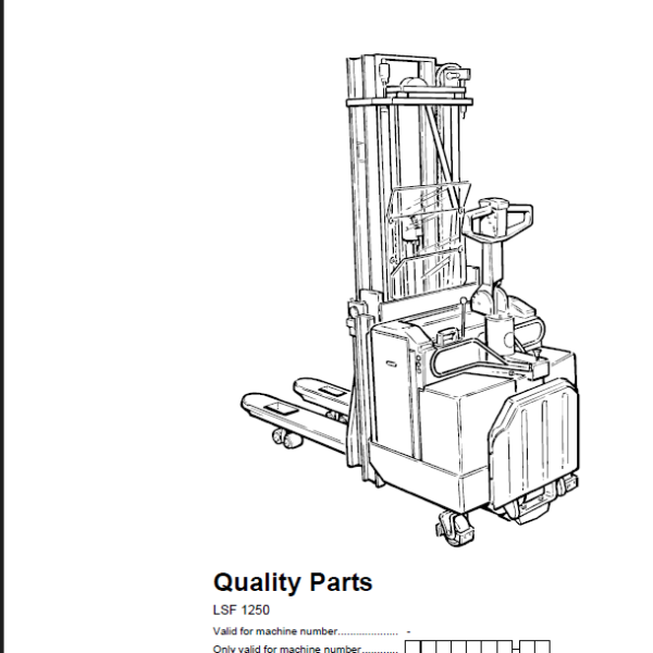 BT LSF1250 Pedestrian Stacker Quality Parts Manual