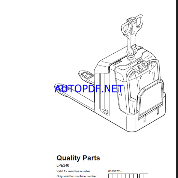 BT LPE240 Electric Pallet Truck Quality Parts Manual