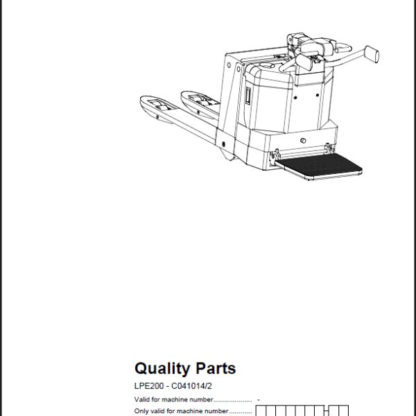 BT LPE200 Electric Pallet Truck Quality Parts Manual