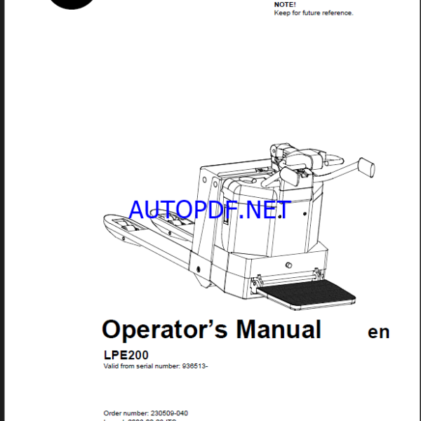 BT LPE200 Electric Pallet Truck Operators Manual