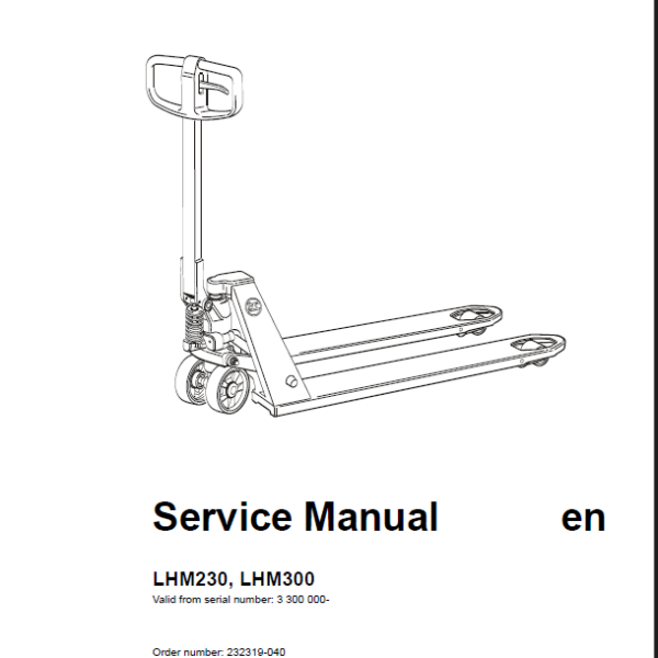 BT LHM230, LHM300 Hand Pallet Truck Master Service Manual