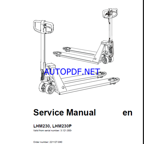 BT LHM230, LHM230P Hand Pallet Truck Master Service Manual