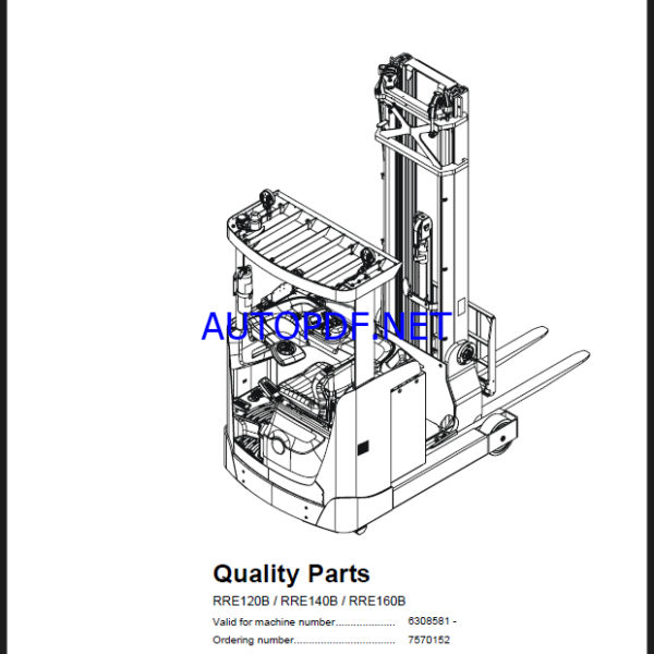 BT RRE120B, RRE140B, RRE160B Reach Truck Quality Parts Manual