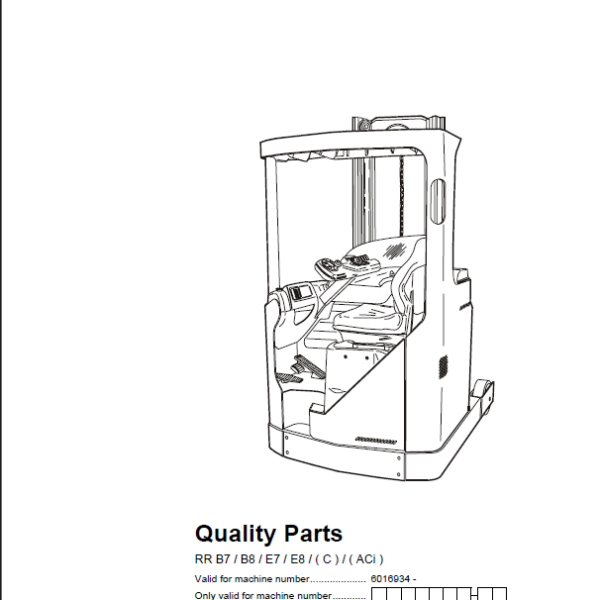 BT RR B7, B8, E7, E8C-ACi Reach Truck Quality Parts Manual