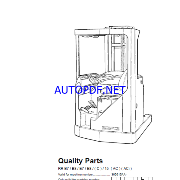 BT RR B7, B8, E7, E8C, 15AC, ACi Reach Truck Quality Parts Manual