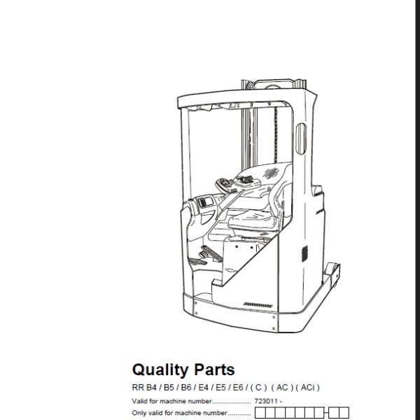 BT RR B4, B5, B6, E4, E5, E6C-AC-ACi Reach Truck Quality Parts Manual
