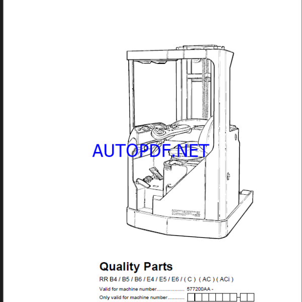 BT RR B4, B5, B6, E4, E5, E6, C, AC, ACi Reach Truck Quality Parts Manual