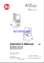 BT RR B1-8, B1C-8C, RR E1-8, E1C-8C Reach Truck Operators Manual