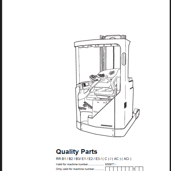 BT RR B1, B2, B3, E1, E2, E3-CAC-ACi Reach Truck Quality Parts Manual