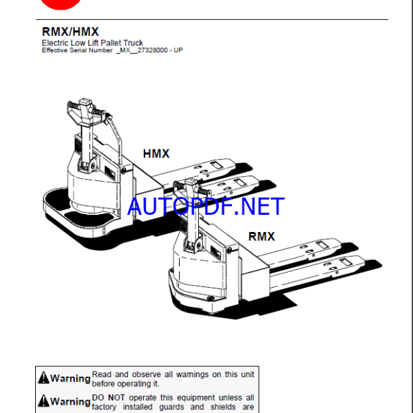 BT RMX, HMX Reach Truck Quality Parts Manual