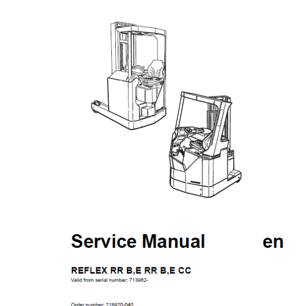 BT Reflex RR B,E RR B,E CC Reach Truck Master Service Manual