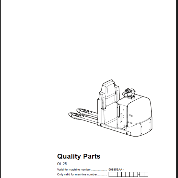 BT OL25 Electric Pallet Truck Quality Parts Manual
