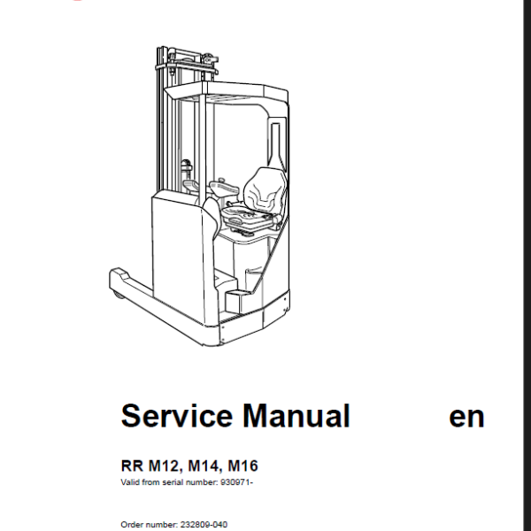 BT RR M12, M14, M16 Reach Truck Master Service Manual