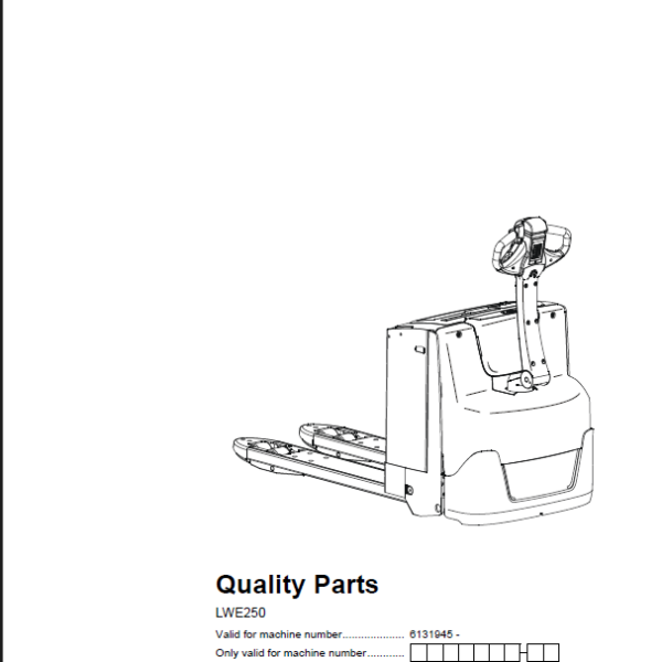 BT LWE250 Electric Pallet Truck Quality Parts Manual