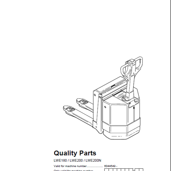BT LWE180, LWE200, LWE200N Electric Pallet Truck Quality Parts Manual