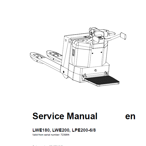 BT LWE180, LWE200, LPE200-6, LPE200-8 Electric Pallet Truck Master Service Manual