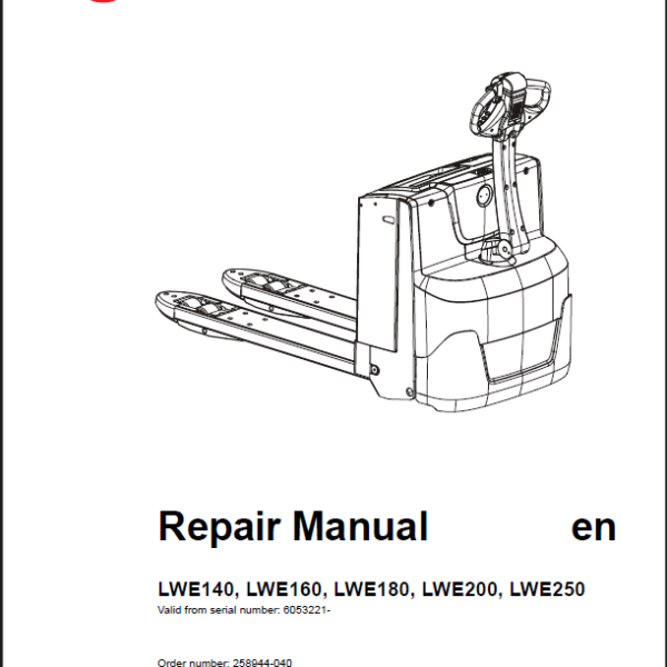 BT LWE140, LWE160, LWE180, LWE200, LWE250 Electric Pallet Truck Repair Manual
