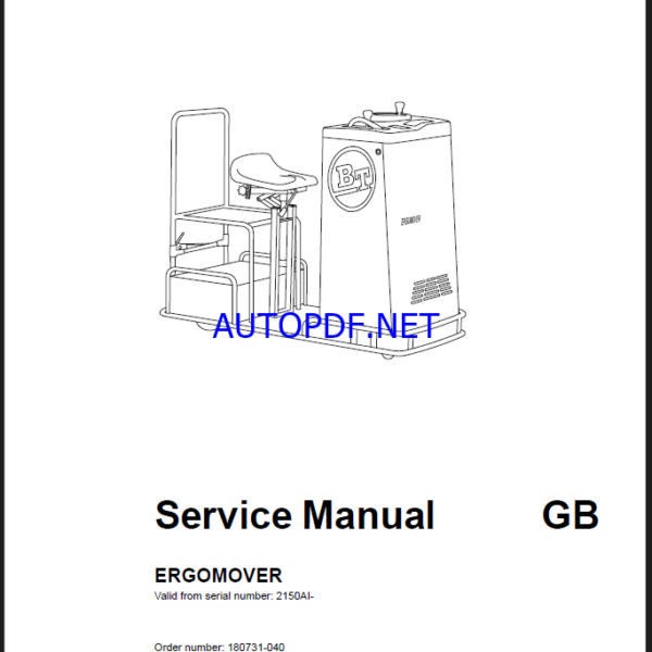 BT ErgoMover 600TT Tow Tractor Master Service Manual