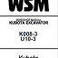 Kubota K008-3 U10-3 Excavator Code No.97899-60730 Workshop Manual